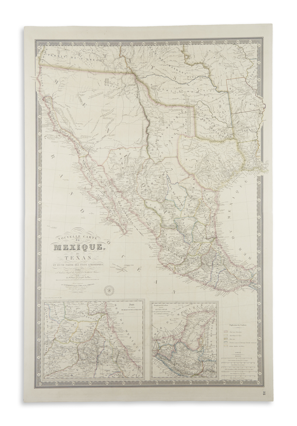BRUÉ, ADRIEN HUBERT. Nouvelle Carte du Mexique, du Texas et dUne Partie des Etats Limitrophes.